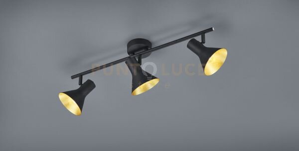 Nina barra 3 spots attacco e14 diffusori metallo nero + oro 58cm