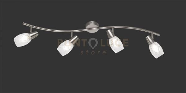 Colmar barra 4 spots attacco e14 diffusori vetro satinato con decori
