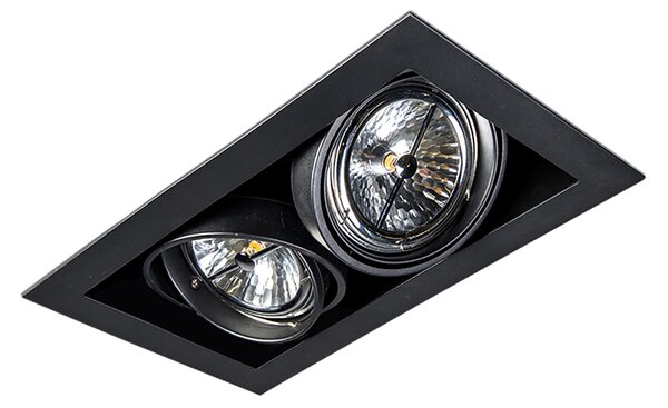 Set di 6 faretti da incasso neri AR111 orientabili 2 luci - Oneon