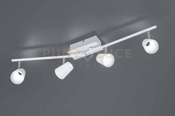Narcos barra 4 spots led 13w 1200lm, 3000k bianca con diffusore c