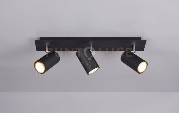 Marley barra 3 spots cilindri nero cm48 3 luci attacco gu10