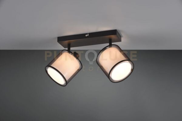 Burton barra 2 spots orientabili metallo nero paralume bianco e dif