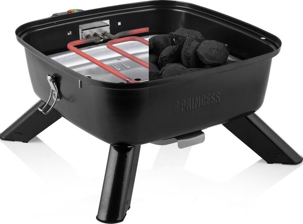 PRINCESS Barbecue Elettrico Carbonella da Giardino Portatile da Tavolo BBQ da Esterno Potenza 2000 Watt colore Nero - 01.112256.01.001