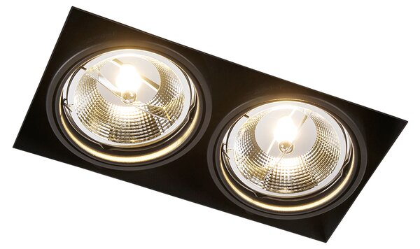 Set di 6 faretti incassati neri GU10 AR111 senza cornice a 2 luci - Oneon