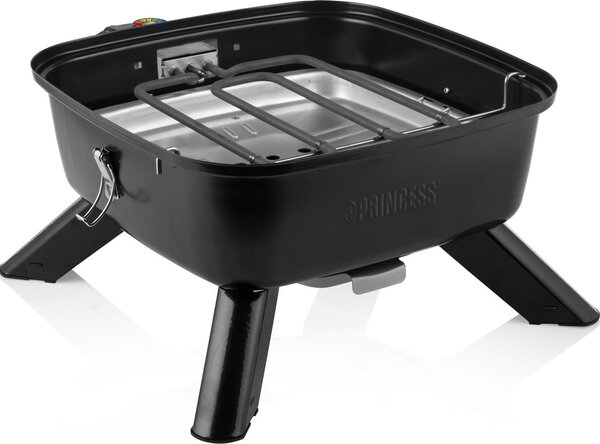 PRINCESS Barbecue Elettrico Carbonella da Giardino Portatile da Tavolo BBQ da Esterno Potenza 2000 Watt colore Nero - 01.112256.01.001