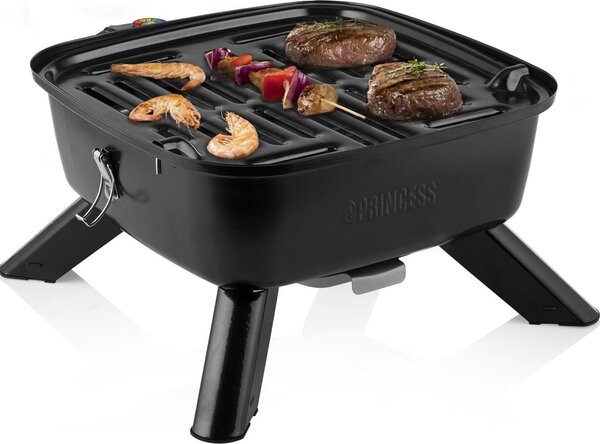 PRINCESS Barbecue Elettrico Carbonella da Giardino Portatile da Tavolo BBQ da Esterno Potenza 2000 Watt colore Nero - 01.112256.01.001