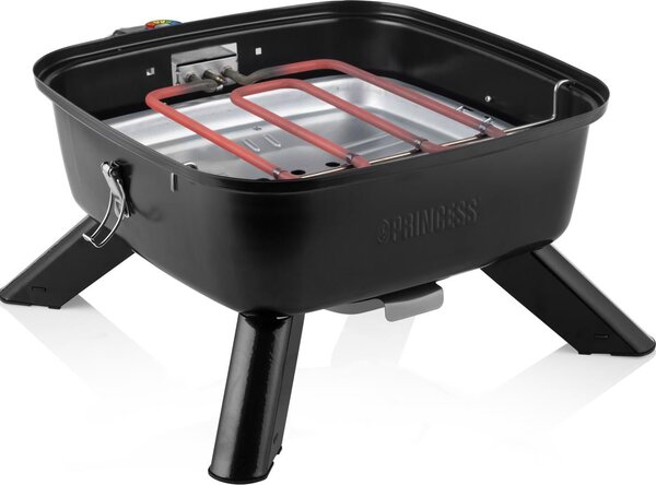 PRINCESS Barbecue Elettrico Carbonella da Giardino Portatile da Tavolo BBQ da Esterno Potenza 2000 Watt colore Nero - 01.112256.01.001