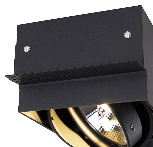 Set di 6 faretti incassati neri GU10 AR111 senza cornice a 2 luci - Oneon