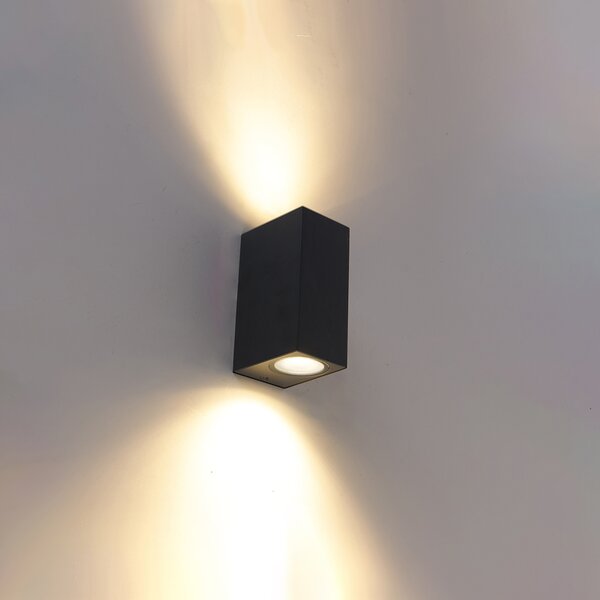 Set di 2 lampade da parete moderne nere a 2 luci IP44 - Baleno