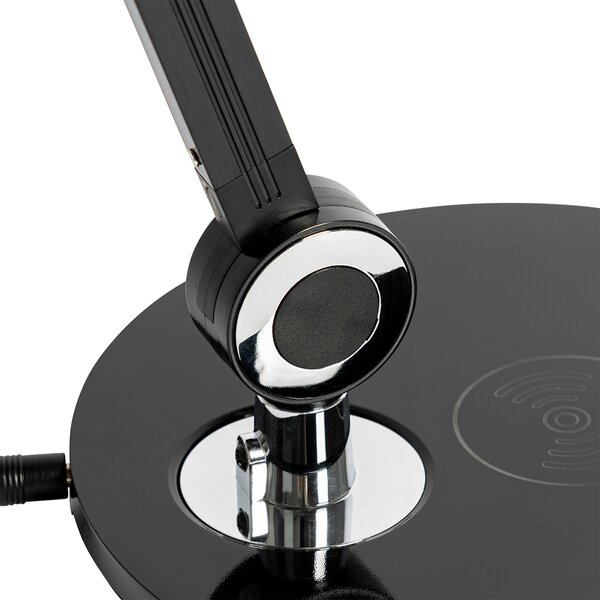 Lampada da tavolo di design nera con LED con sensore touch e ricarica a induzione - Don