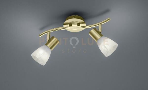Levisto barra 2 spots orientabile ottone + vetro l.33cm 2 luci at