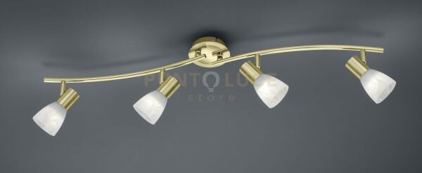 Levisto barra led 4 spots orientabile ottone + vetro l.88cm 4 luci 