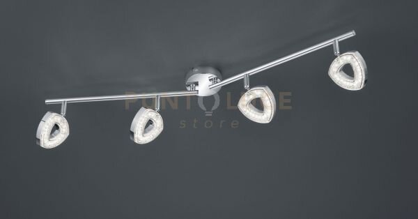 Faretto tours barra 4 spots led integrati in diffusore triangolo cr