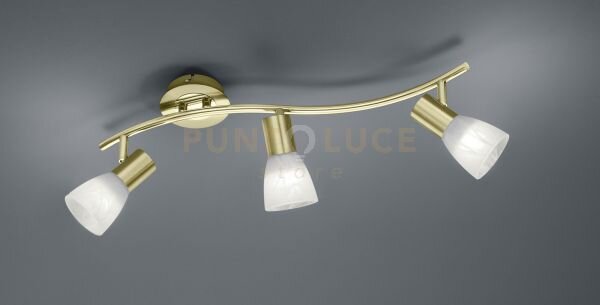 Levisto barra led 3 spots orientabile ottone + vetro l.55cm 3 luci