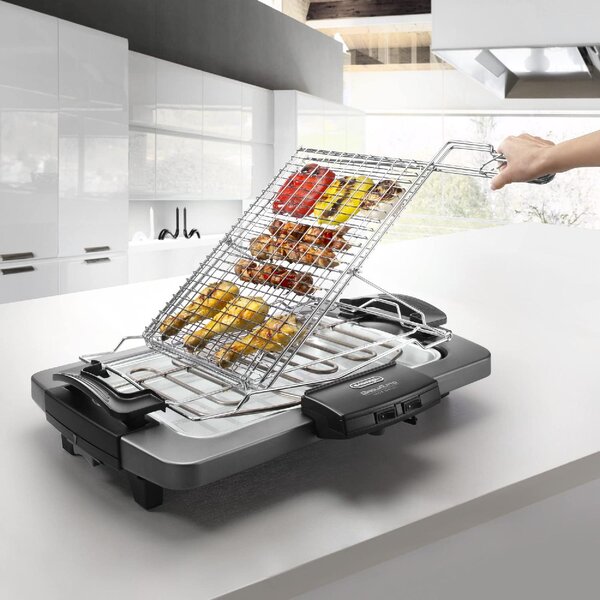 De Longhi Barbecue Elettrico da Giardino da Tavolo BBQ da Esterno Potenza 2450 Watt colore Grigio - BQ 80.X
