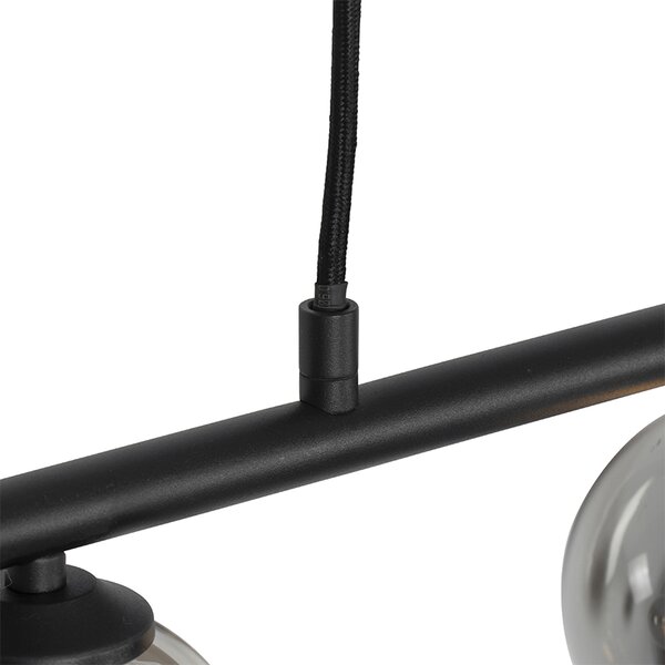 Lampada a sospensione moderna nera 100 cm 5 luci con vetro fumé - ATHENAS