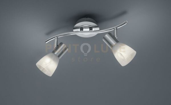 Levisto barra 2 spots orientabile acciaio + vetro l.33cm 2 luci a