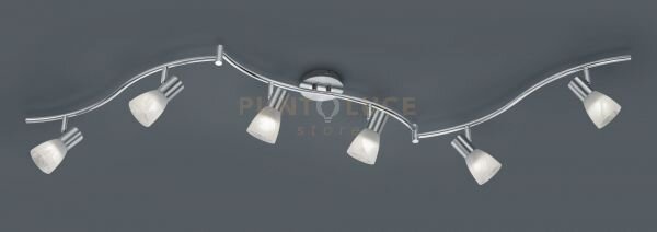 Levisto barra led 6 spots orientabile acciaio + vetro l.180cm 6 l