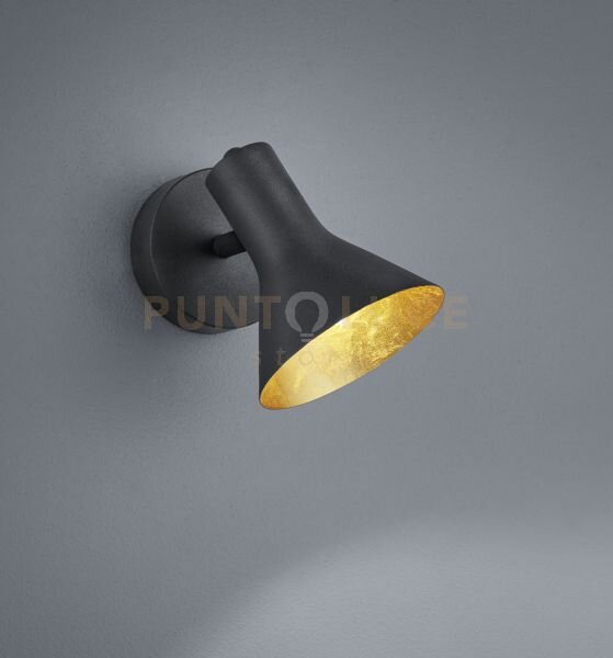 Nina spot singolo attacco 1 luce e14 diffusore metallo nero + oro h