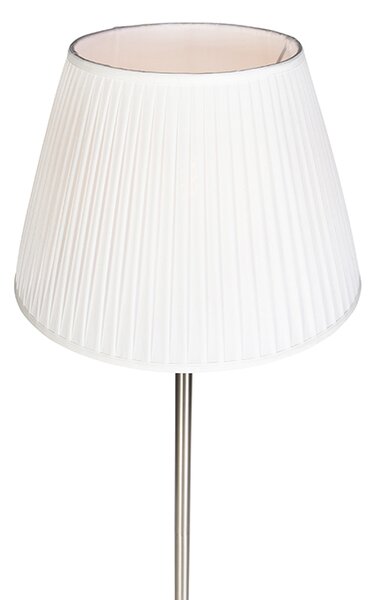 Lampada da terra moderna in acciaio con paralume plissettato bianco 45 cm - Simplo