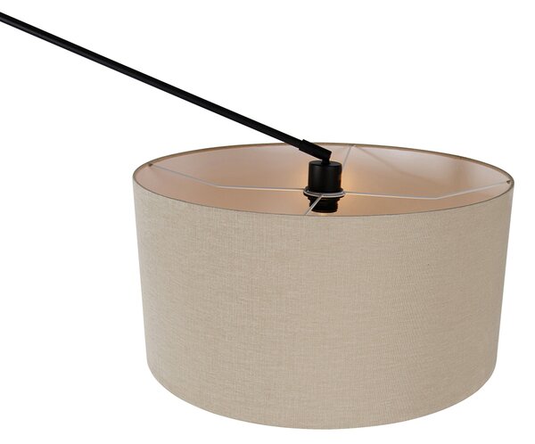 Lampada da terra nera con paralume marrone chiaro 50 cm regolabile - Editor