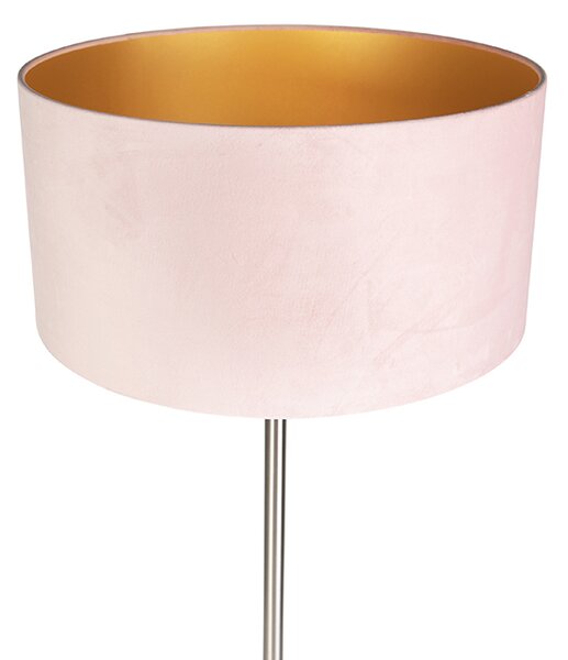 Lampada da terra in acciaio con paralume rosa 50 cm - Simplo