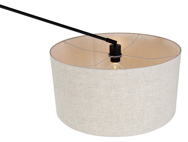 Lampada da terra nera con paralume grigio chiaro 50 cm regolabile - Editor