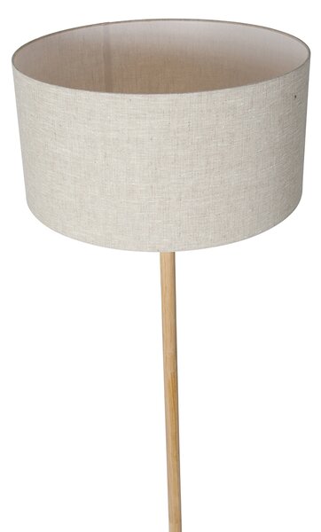 Lampada da terra rustica in legno con paralume marrone chiaro - Mels