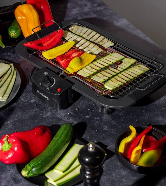 INNOLIVING Barbecue Elettrico da Giardino da Tavolo Portatile BBQ da Esterno con Termostato Regolabile Potenza 2000 Watt - INN870