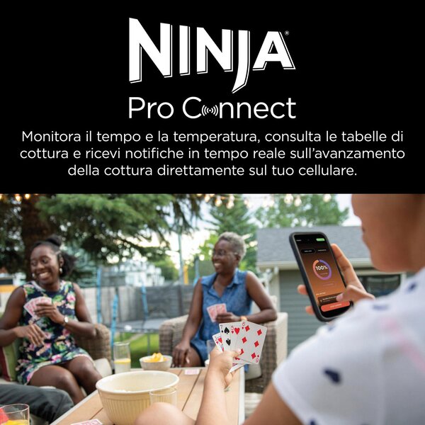Ninja Barbecue Elettrico da Giardino da Tavolo Portatile BBQ da Esterno con Termostato Regolabile Potenza 1700 Watt - OG901EU Woodfire Pro Connect XL