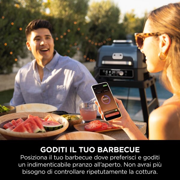 Ninja Barbecue Elettrico da Giardino da Tavolo Portatile BBQ da Esterno con Termostato Regolabile Potenza 1700 Watt - OG901EU Woodfire Pro Connect XL