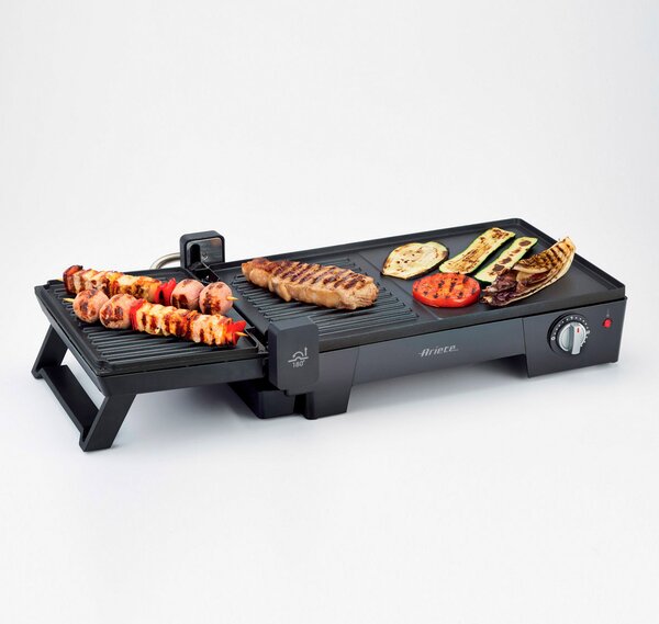 Ariete Barbecue elettrico da Tavolo Bistecchiera elettrica con Piastra antiaderente Liscia/Rigata Vassoio raccogli grasso - 1916 Multi Grill 3 in 1