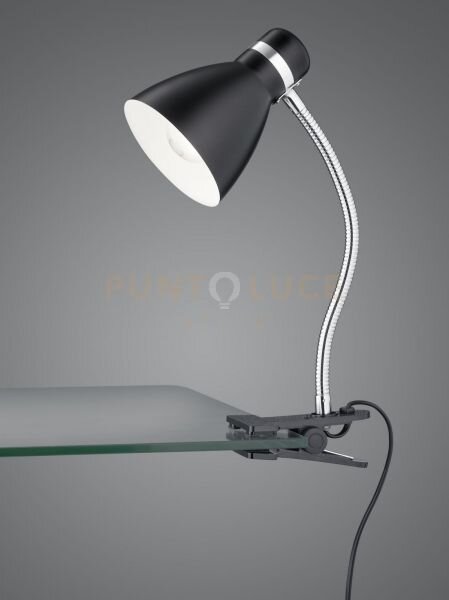 Harvey lampada da studio flessibile con pinza metallo nero e cromo 