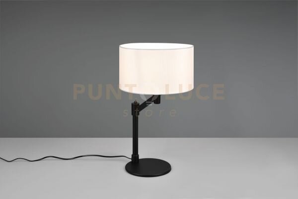 Cassio lampada da tavolo metallo nero con paralume bianco h. 48,3cm