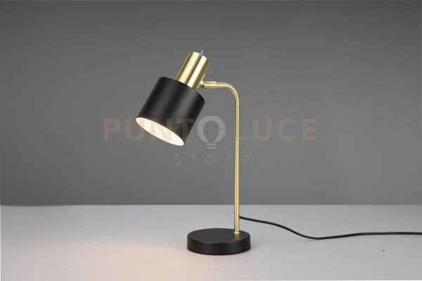 Adam lampada da tavolo metallo ottone satinato e nero h. 43,5cm 1 l