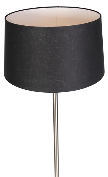 Lampada da terra moderna in acciaio con paralume nero 45 cm - Simplo