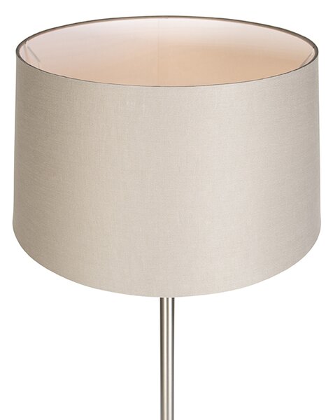 Lampada da terra moderna in acciaio con paralume color tortora 45 cm - Simplo