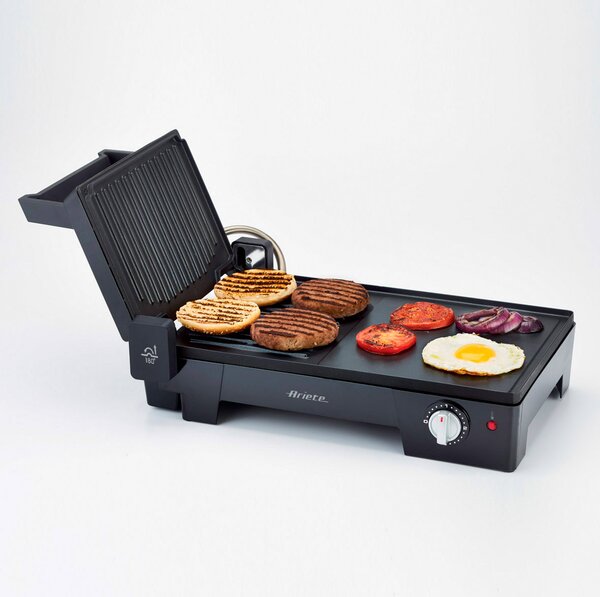 Ariete Barbecue elettrico da Tavolo Bistecchiera elettrica con Piastra antiaderente Liscia/Rigata Vassoio raccogli grasso - 1916 Multi Grill 3 in 1