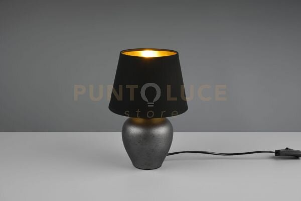 Abby lampada da tavolo ceramica nichel anticato paralume nero oro h