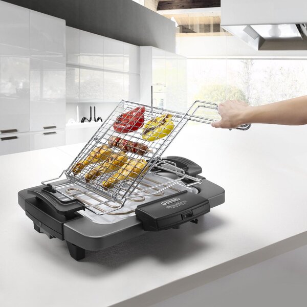De Longhi Barbecue Elettrico da Giardino da Tavolo Portatile BBQ da Esterno Potenza 1900 Watt colore Nero / Grigio - BQ 60.X