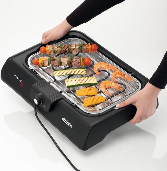 Ariete Barbecue Elettrico da Giardino da Tavolo Portatile BBQ da Esterno con Vassoio Raccogligrasso Potenza 2000 Watt colore Nero - 00C072300AR0