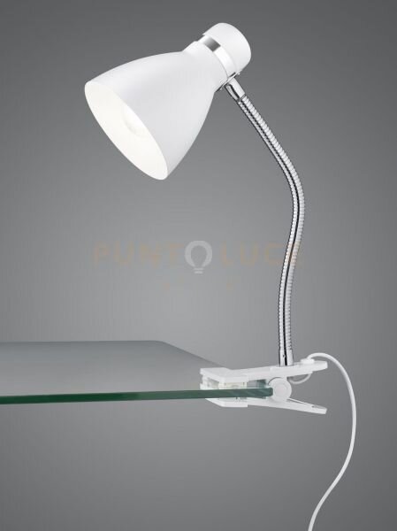 Harvey lampada da studio flessibile con pinza metallo bianco e crom