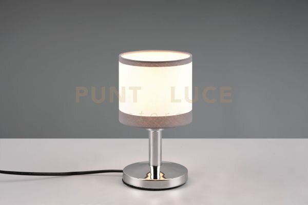 Davos lampada da tavolo metallo cromato paralume bianco e grigio h