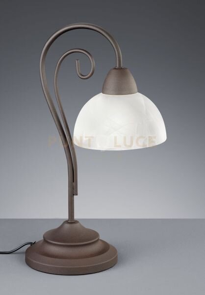 Country lampada da tavolo anticata curva+vetro h 40cm 1 luce attacc