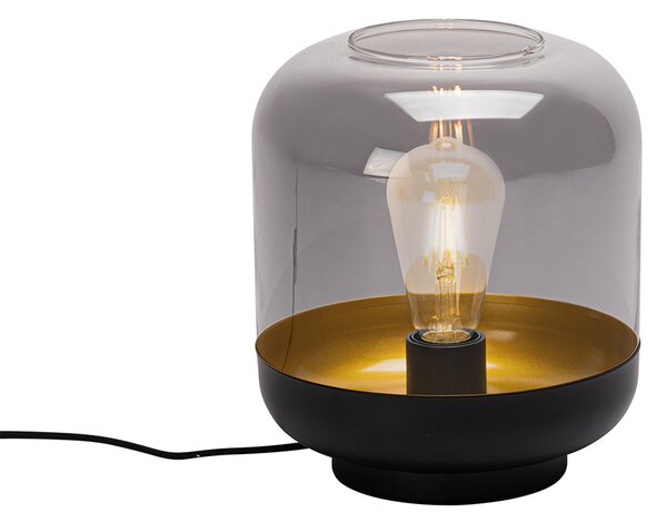Lampada da tavolo di design nera con vetro oro e fumé - Kyan