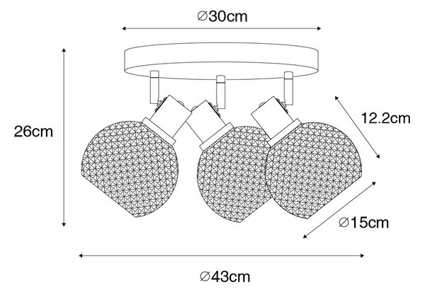Faretto di design nero con vetro fumé 3 luci rotondo - Chico