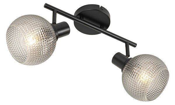 Faretto di design nero con vetro fumé 2 luci - Chico