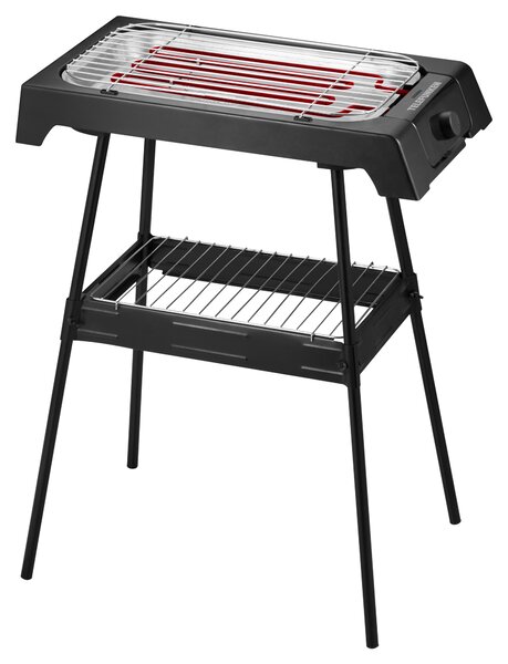 Telefunken Barbecue Elettrico Portatile da Esterno BBQ da Giardino in Acciaio 41x30 cm / 48h cm con Gambe Pieghevoli - M06474