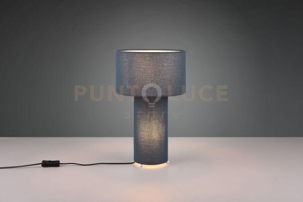 Bale lampada da tavolo base illuminata e paralume tessuto blu h. 40