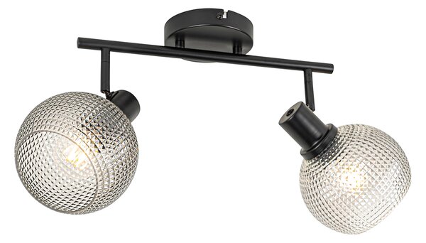 Faretto di design nero con vetro fumé 2 luci - Chico